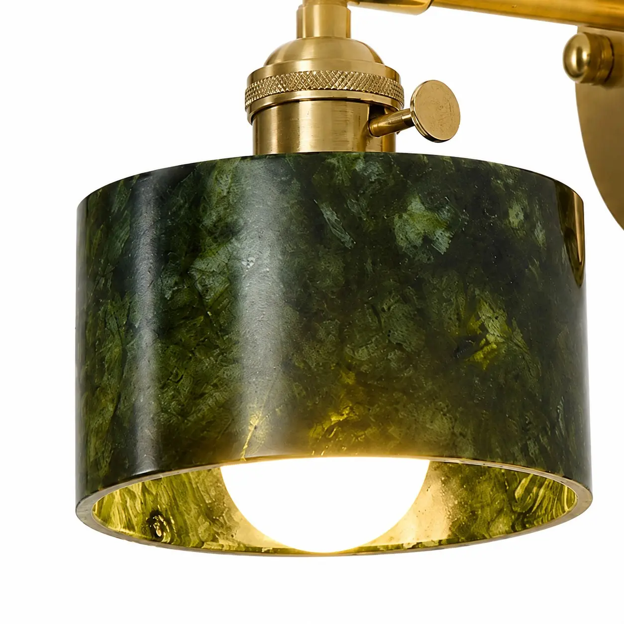 Green stone wall light with cylindrical shade